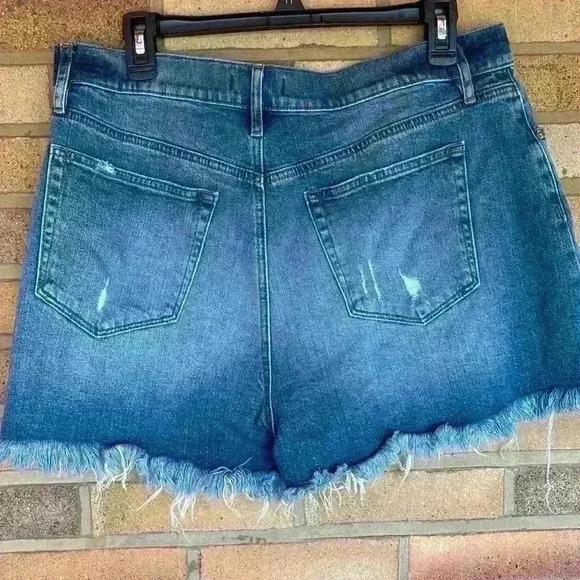 Loft medium wash frayed hem distressed blue jeans shorts - Picture 6 of 7